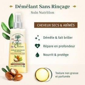 LE PETIT OLIVIER - Spray Démêlant Soin Nutrition - Sans Rinçage - Huiles DOlive, Karité & Argan - Démêle, Réparle & Nourrit 