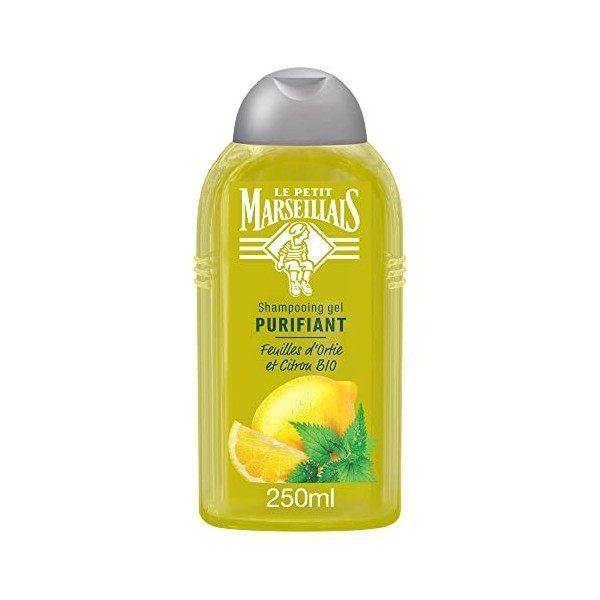 Le Petit Marseillais Shampooing Purifiant, Cheveux Regraissant Vite, Feuilles dOrtie BIO & Citron BIO - 250 ml