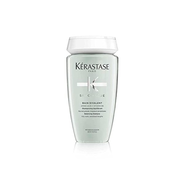 Kérastase, Spécifique, Shampoing Crème Équilibrant, Pour Racines Grasses & Longueurs Sensibilisées, Bain Divalent, 250 ml