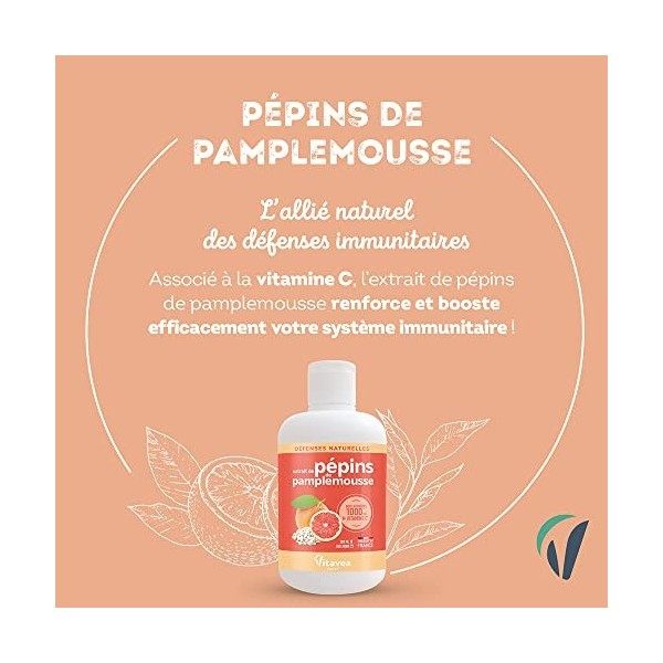 Vitavea - Extrait de Pépins de Pamplemousse + Vitamine C - Booste les défenses naturelles - Forte concentration en bioflavono