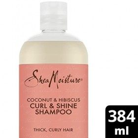 Shea Moisture Shampooing Boucles et Brillance Noix de Coco & Hibiscus pour cheveux épais et bouclés Hydrate et Redéfinit les 