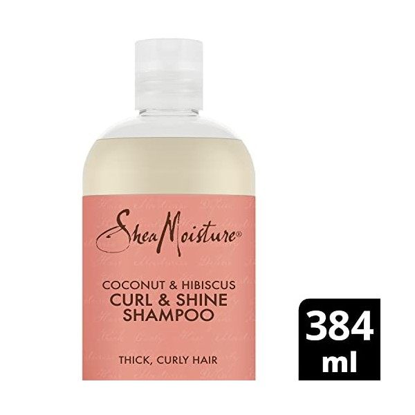 Shea Moisture Shampooing Boucles et Brillance Noix de Coco & Hibiscus pour cheveux épais et bouclés Hydrate et Redéfinit les 