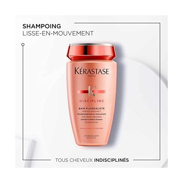 Kérastase, Discipline, Shampoing Lissant & Anti-Frisottis, pour Cheveux Indisciplinés & Sensibilisés, sans Sulfates, Bain Flu