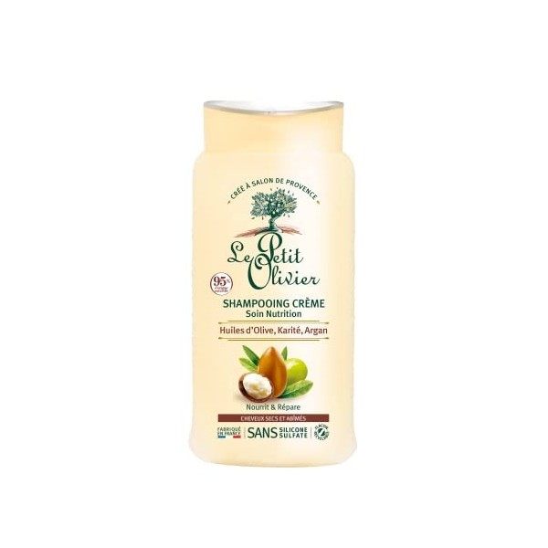 LE PETIT OLIVIER - Shampooing Crème Soin Nutrition - Huiles DOlive, Karité & Argan - Nourrit, Répare & Protège - Cheveux Sec