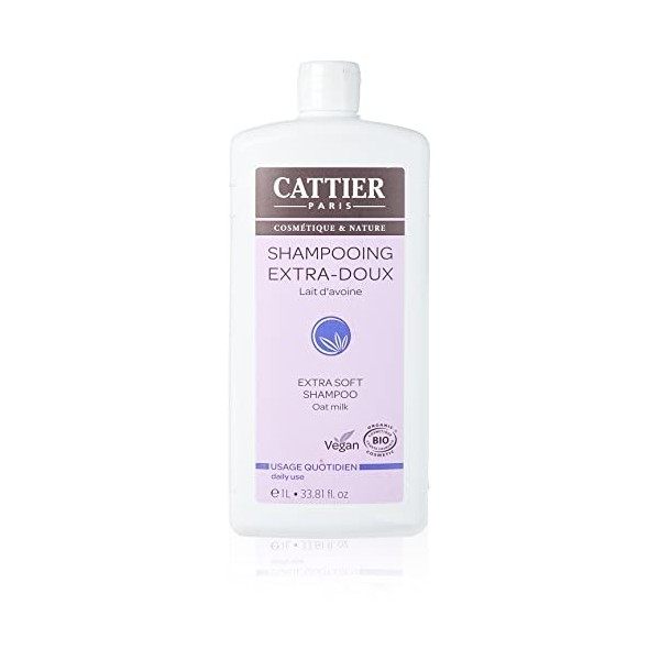Cattier Shampooing Extra-Doux - Lait dAvoine - Usage Quotidien - 1L