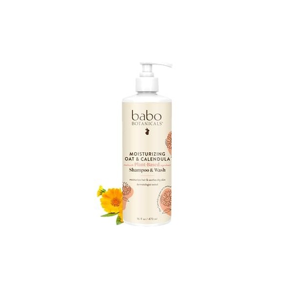 Babo Botanicals Moisturizing Baby Shampoo & Wash For Sensitive & Dry Scalp & Skin 473ml