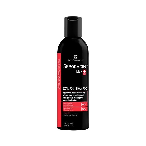 Seboradin Men Hair Shampoo Against Hair Loss, Shampooing de traitement des cheveux pour des cheveux épais forts et sains, Sha