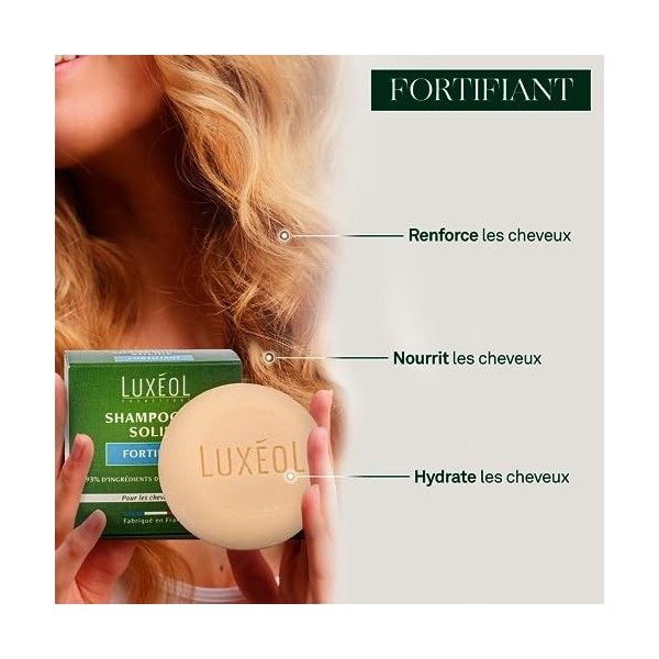 Luxéol – Shampooing Solide Fortifiant – Renforce, Nourrit & Hydrate – Pour Cheveux Secs – Made in France – 75 g