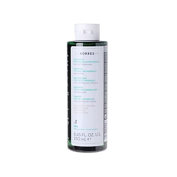 Korres Shampooing Anti-Chute Cystéine/Minéraux pour Homme, 250 ml
