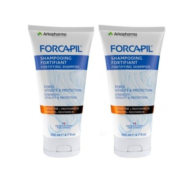 Forcapil Arkopharma Lot de 2 shampoings fortifiants à la kératine 200 ml avec provitamine B5 2 x 200 ml 
