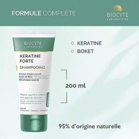 BIOCYTE Kératine Forte Shampoing - Shampoing à la Kératine - Soin des Cheveux - Kératine et Boket - 95% dOrigine Naturelle -