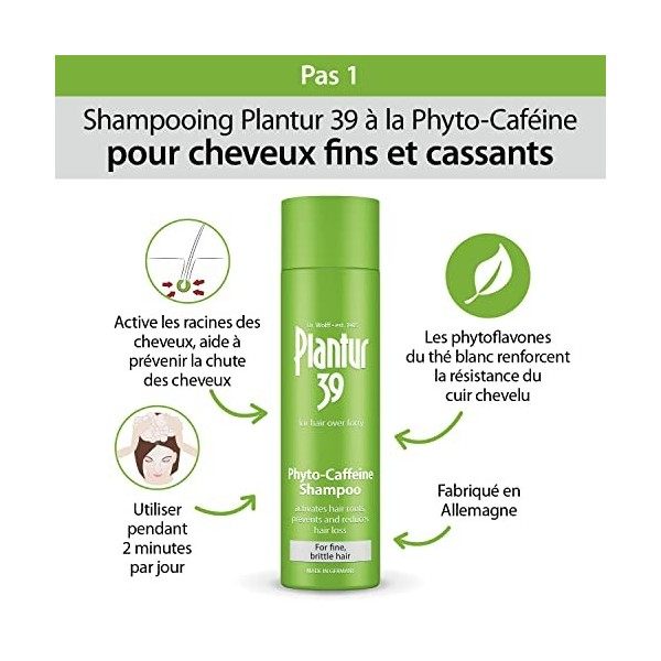 Plantur 39 Phyto Caféine Shampoing 250 ml et Après-shampoing 150 ml | Pour les cheveux fins et cassants | Prévient et réduit 