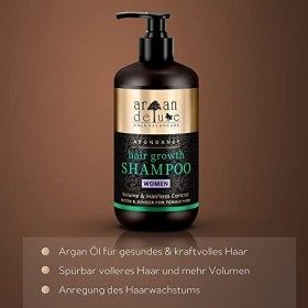 Shampooing croissance Argan Deluxe – Soins capillaires – Shampooing anti-chute pour des cheveux forts et plus de volume – Sha