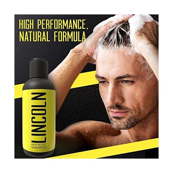 LINCOLN Shampoing pour la Pousse des Cheveux - Shampoing Naturel Sans Paraben - Shampoing anti chute, stimule la Croissance -