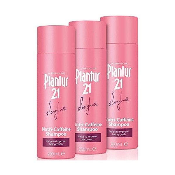 Plantur 21 longhair Caféine Shampooing pour cheveux longs et brillants 3x 200ml | Améliore la pousse et répare les cheveux ab