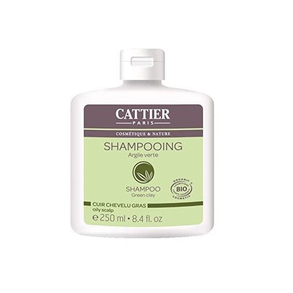 Cattier Shampooing Cheveux, Gras Argile Verte, Cuir Chevelu Gras, BIO, 250 ml