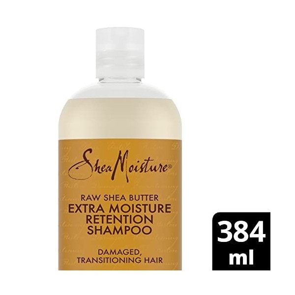 SHEA MOISTURE Shampooing Hydratant et Fortifiant Beurre de Karité Brut, pour cheveux abîmés et en transition, Fortifie et Ret