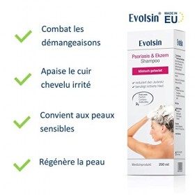 Evolsin® Shampooing contre leczéma et le psoriasis I 250 ml I Soulagement des démangeaisons du cuir chevelu sec et irrité gr
