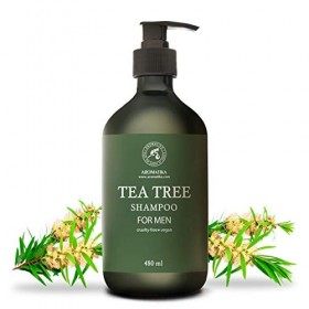 Shampoing Antipelliculaire pour Homme 480ml - Shampoing avec Huile Essentielle Tea Tree - Extrait Damla & de Romarin pour Cr