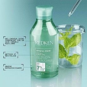 Redken, Shampoing Purificateur Amino Mint, Pour Cheveux Gras et Pointes Sèches, Cible et Purifie les Racines Grasses, 300 ml