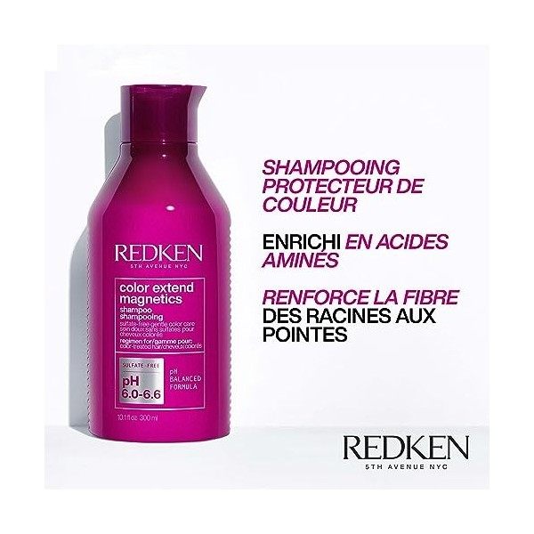 Redken, Shampoing pour Cheveux Colorés, Protection Couleur & Éclat, Color Extend Magnetics, 300 ml