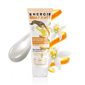 Energie Fruit Shampoing sans Sulfates pour Cheveux Très Secs/Abimés Monoï Oranger/Huile de Lin Bio, 250 ml, 1 Unité