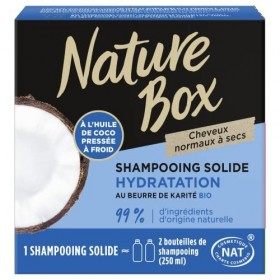 Nature Box - Shampoing Solide Hydratation - A lHuile de Coco Pressée à Froid - Au Beurre de Karité BIO - Cheveux Normaux à S