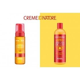 REVLON Creme of Nature DUO&nbsp;: Shampoing Hydratant & Mousse Coiffante à l’Huile d’Argan du Maroc - Soin des Cheveux Bouclés Fri