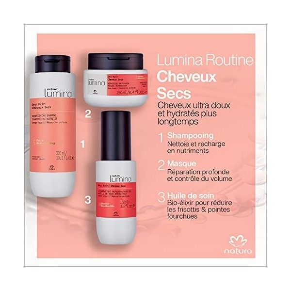 NATURA - Lumina Shampooing Nutritif pour Cheveux Secs - 100% Végan - Cruelty Free - 300ml