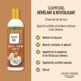 Shampoing au Lait de Coco Creme Of Nature, Démêlant et Revitalisant AdaptéàTous Types de Cheveux, Formule Infusée D’Huile de 
