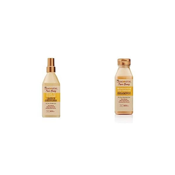 REVLON Creme of Nature DUO : Shampoing Nourrissant & Soin Protecteur au Miel Pur - Pour Cheveux Bouclés Frisés Crépus