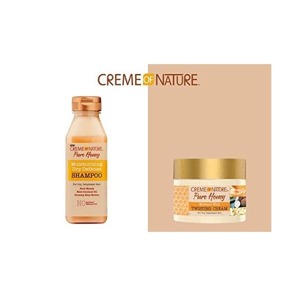 REVLON Creme of Nature DUO : Shampoing Nourrissant & Soin Protecteur au Miel Pur - Pour Cheveux Bouclés Frisés Crépus