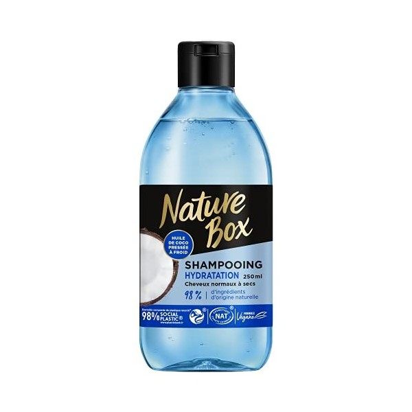 Nature Box - Shampoing Hydratation Coco - Cheveux normaux à secs - Formule Vegan - 98 % dingrédients dorigine naturelle - C