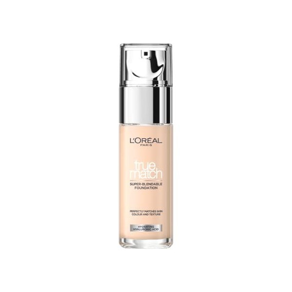 Fond de teint liquide LOréal Paris True Match, soin de la peau infusé à lacide hyaluronique, SPF 16, disponible en 40 teint