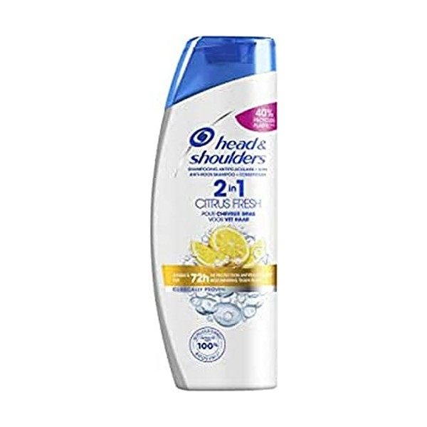 Head & Shoulders Citrus Fresh 2 en 1 Shampoing et Après-shampoing Antipelliculaire, Pour Cheveux Gras, 480ml