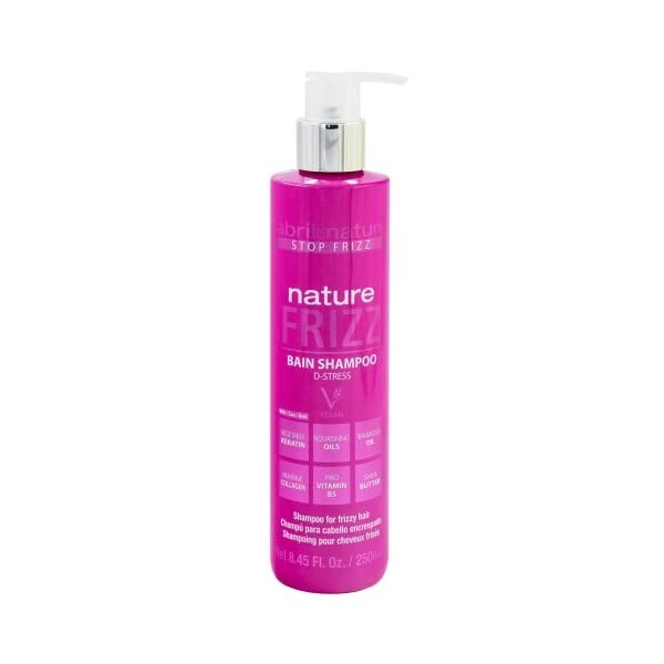 abril et nature - Nature Frizz Bain Shampoo - Shampoing à la Kératine - 250 ml - Puissant Anti-Frizz - Contient de la Pro Vit