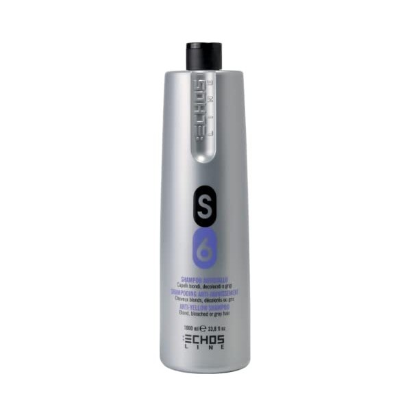 echosline S6 Shampooing anti-jaunissement pour cheveux décolorés ou gris 1000 ml