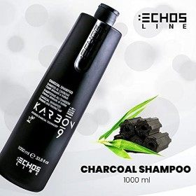 ECHOSLINE Karbon 9 Charcoal Shampooing pour Cheveux stressés-1000 ML, Multicolor, 1 l Lot de 1 