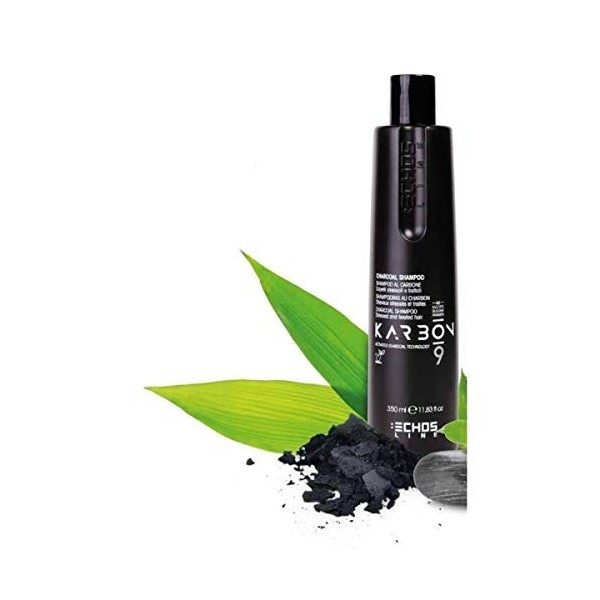 ECHOSLINE Karbon 9 Charcoal Shampooing pour Cheveux stressés-350 ML, Multicolor, 350 ML 1er Pack 