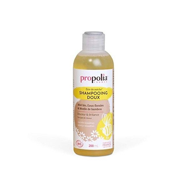 PROPOLIA - Bio - Shampoing Doux - Miel / Moelle de Bambou / Eaux Florales - Hydrate et protège les cheveux - Enfants et Adult