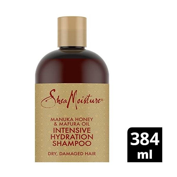 SheaMoisture Shampooing Super Hydratant Miel de Manuka & Huile de Mafura, pour cheveux secs et abîmés, Hydrate intensément et
