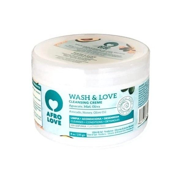 Afro Love Crème Lavante Wash & Love – Après-Shampooing Co-Wash sans silicones, parabènes, SLS, et huile minérale 450g, à base