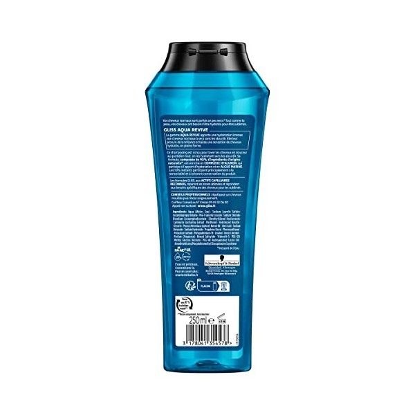 Schwarzkopf - Gliss - Shampooing Aqua Revive - Hair Repair - Hydrate Sans Alourdir - Cheveux Normaux à Secs - Complexe Hyalur