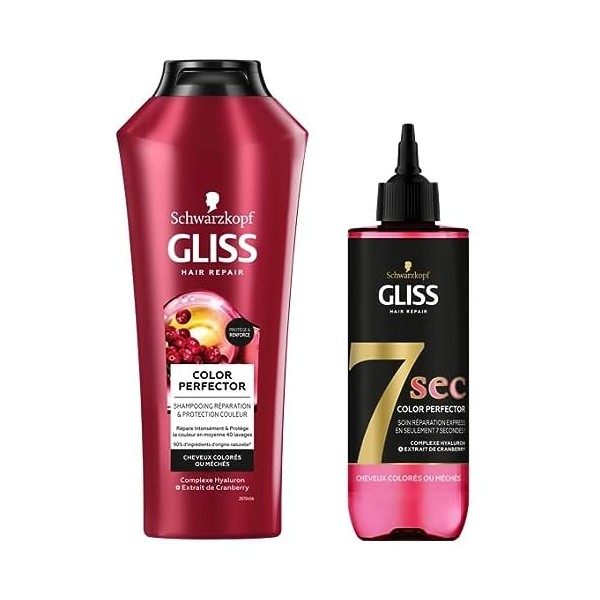 Schwarzkopf - Gliss – Routine Cheveux Color Perfector – Shampooing + Soin Réparation – Cheveux Colorés ou Mêchés – Intensité 