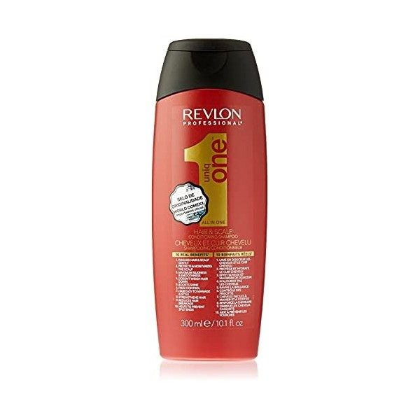 REVLON PROFESSIONAL Uniqone Shampooing/Après-Shampooing 2 en 1 pour Tous Types Cheveux 10 Bienfaits Rouge Classique, 300ml