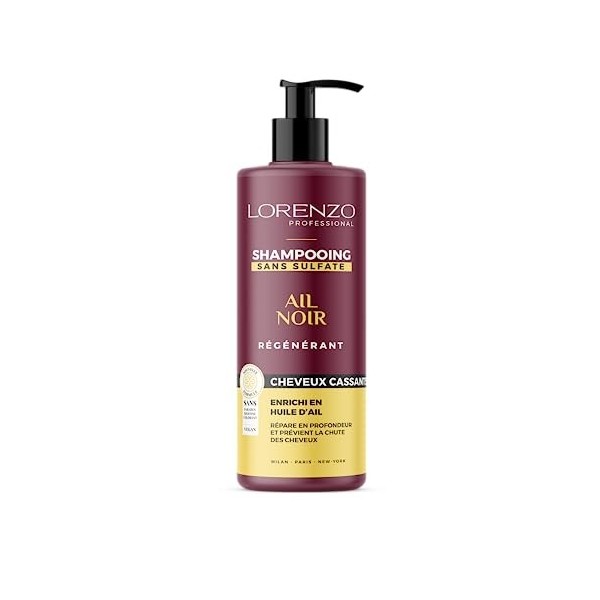Shampooing sans sulfate à lAil Noir Cheveux cassants 500 ml Lorenzo Professional