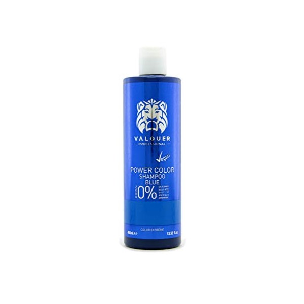 Valquer Professional Shampooing Power Color Cheveux Teints. Végétalien et sans Sulfate Bleu . Hair Color Enhancer - 400 Ml