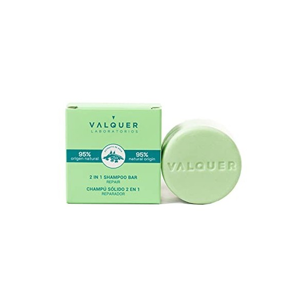 Valquer Laboratorios - 2 in 1 solid shampoo repairer shampoo and conditioner - 95% natural ingredients - Damaged hair - Veg