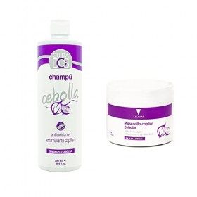 Valquer Laboratorios Pack Shampoing + masque à loignon. Réduire la graisse. Stimulant capillaire. Cheveux antioxydant. Purif
