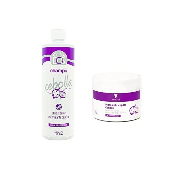 Valquer Laboratorios Pack Shampoing + masque à loignon. Réduire la graisse. Stimulant capillaire. Cheveux antioxydant. Purif